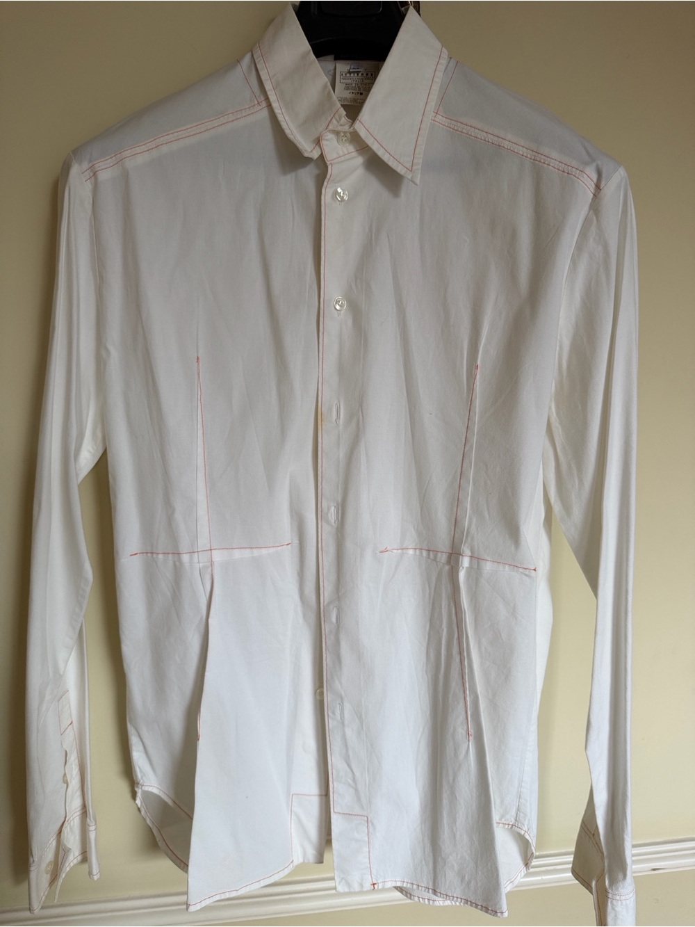 Gianfranco Ferre White Dress Shirt with Pink Contrast Stitching